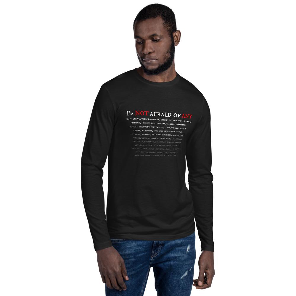 Not Afraid Of Any - Men's Long Sleeve Fitted Crew Shirt - Keen Eye Design