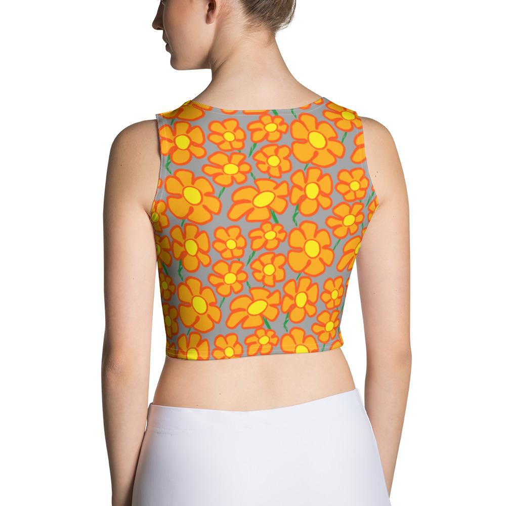 Orangeflower Pattern Med Gray - AOP Crop Top - Keen Eye Design