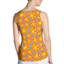 Load image into Gallery viewer, Orangeflower Pattern Med Gray - AOP Fitted Tank Top - Keen Eye Design

