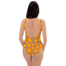 Load image into Gallery viewer, Orangeflower Pattern on Med Gray - AOP One-Piece Swimsuit - Keen Eye Design
