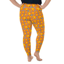 Load image into Gallery viewer, Orangeflower Pattern on Med Gray - AOP Plus Size Leggings - Keen Eye Design
