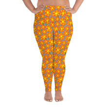 Load image into Gallery viewer, Orangeflower Pattern on Med Gray - AOP Plus Size Leggings - Keen Eye Design
