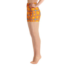 Load image into Gallery viewer, Orangeflower Pattern on Med Gray - Yoga Shorts - Keen Eye Design
