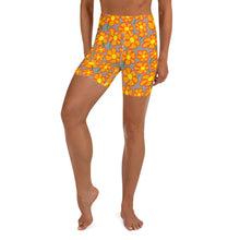 Load image into Gallery viewer, Orangeflower Pattern on Med Gray - Yoga Shorts - Keen Eye Design
