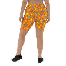 Load image into Gallery viewer, Orangeflower Pattern on Med Grey - Biker Shorts - Keen Eye Design
