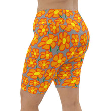 Load image into Gallery viewer, Orangeflower Pattern on Med Grey - Biker Shorts - Keen Eye Design
