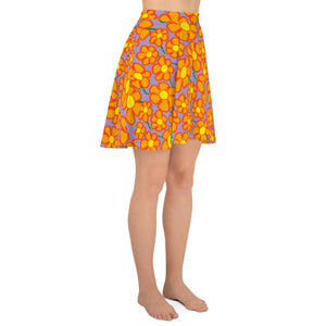 Orangeflower Pattern on Purple - AOP Skater Skirt - Keen Eye Design