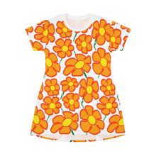 Load image into Gallery viewer, Orangeflower Pattern on White - AOP T-Shirt Dress - Keen Eye Design

