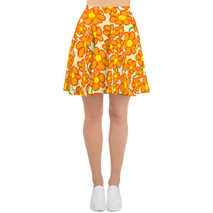 Orangeflower Pattern on Yellow - AOP Skater Skirt - Keen Eye Design