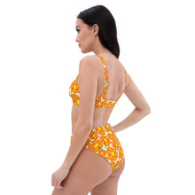 Load image into Gallery viewer, Orangeflower Pattern on Yellow - Recycled AOP High-waisted Bikini - Keen Eye Design
