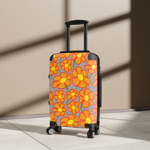 Orangeflower on Med Gray - Cabin Suitcase - Keen Eye Design