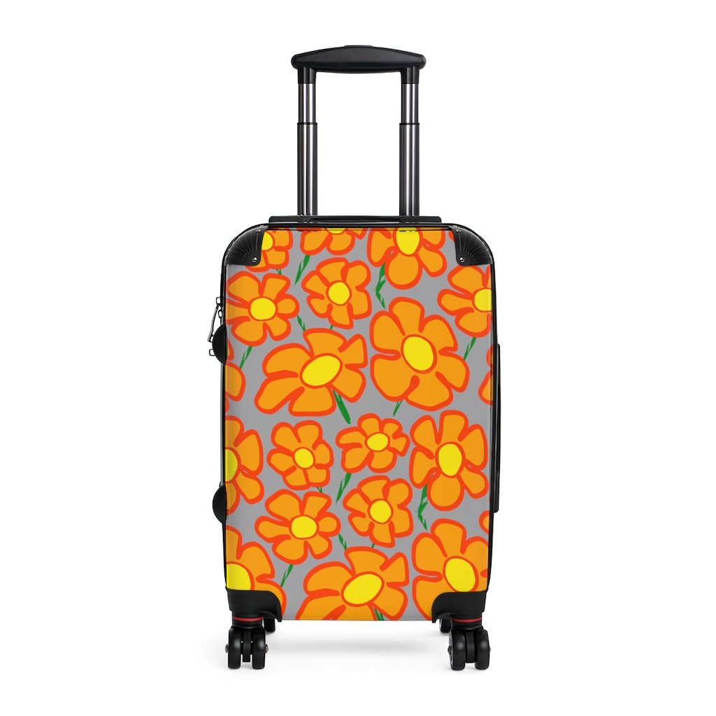Orangeflower on Med Gray - Cabin Suitcase - Keen Eye Design