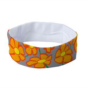 Orangeflower on Med Gray - Unisex Headband - Keen Eye Design