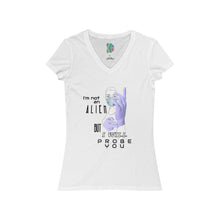 Load image into Gallery viewer, Probe You (Lite - Gal) - Women&#39;s Jersey Short Sleeve V-Neck Tee - Keen Eye Design
