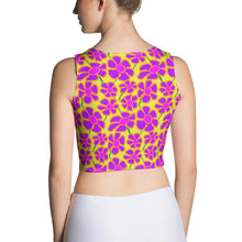 Load image into Gallery viewer, Purpleflower Pattern on Gold - AOP Crop Top - Keen Eye Design
