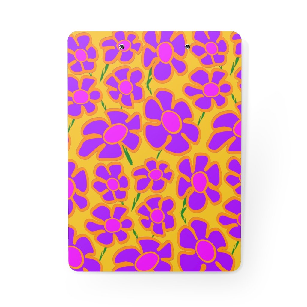 Purpleflower Pattern on Gold - Clipboard - Keen Eye Design