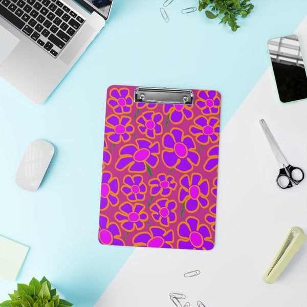 Purpleflower Pattern on Hot Pink - Clipboard - Keen Eye Design