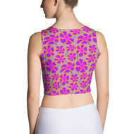 Purpleflower Pattern on Light Purple - AOP Crop Top - Keen Eye Design