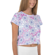 Snowflake Light Clouds - AOP Crop Tee - Keen Eye Design