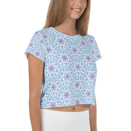 Starfeather Blue - AOP Crop Tee - Keen Eye Design