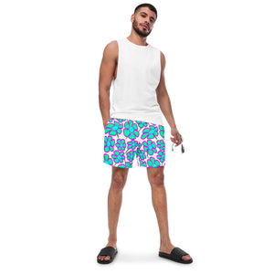 Greenflower on White - Men's Swim Trunks (Unisex Board Shorts)