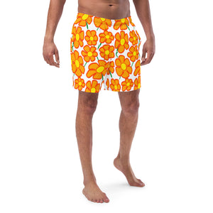 Orangeflower on White - Men's Swim Trunks (Unisex Board Shorts)