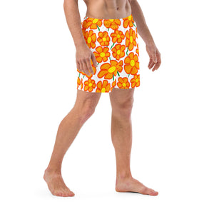 Orangeflower on White - Men's Swim Trunks (Unisex Board Shorts)