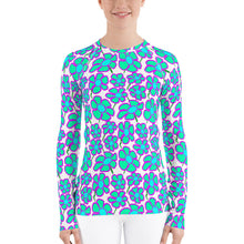 Load image into Gallery viewer, Greenflower on White - Women&#39;s Rash Guard
