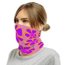 Load image into Gallery viewer, Purpleflower Pattern on Pink (big) - Neck Gaiter - Keen Eye Design
